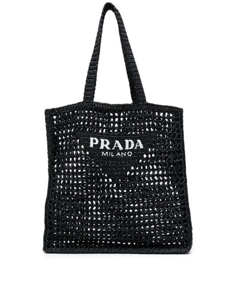 borse prada rafia 2023|Black Raffia tote bag .